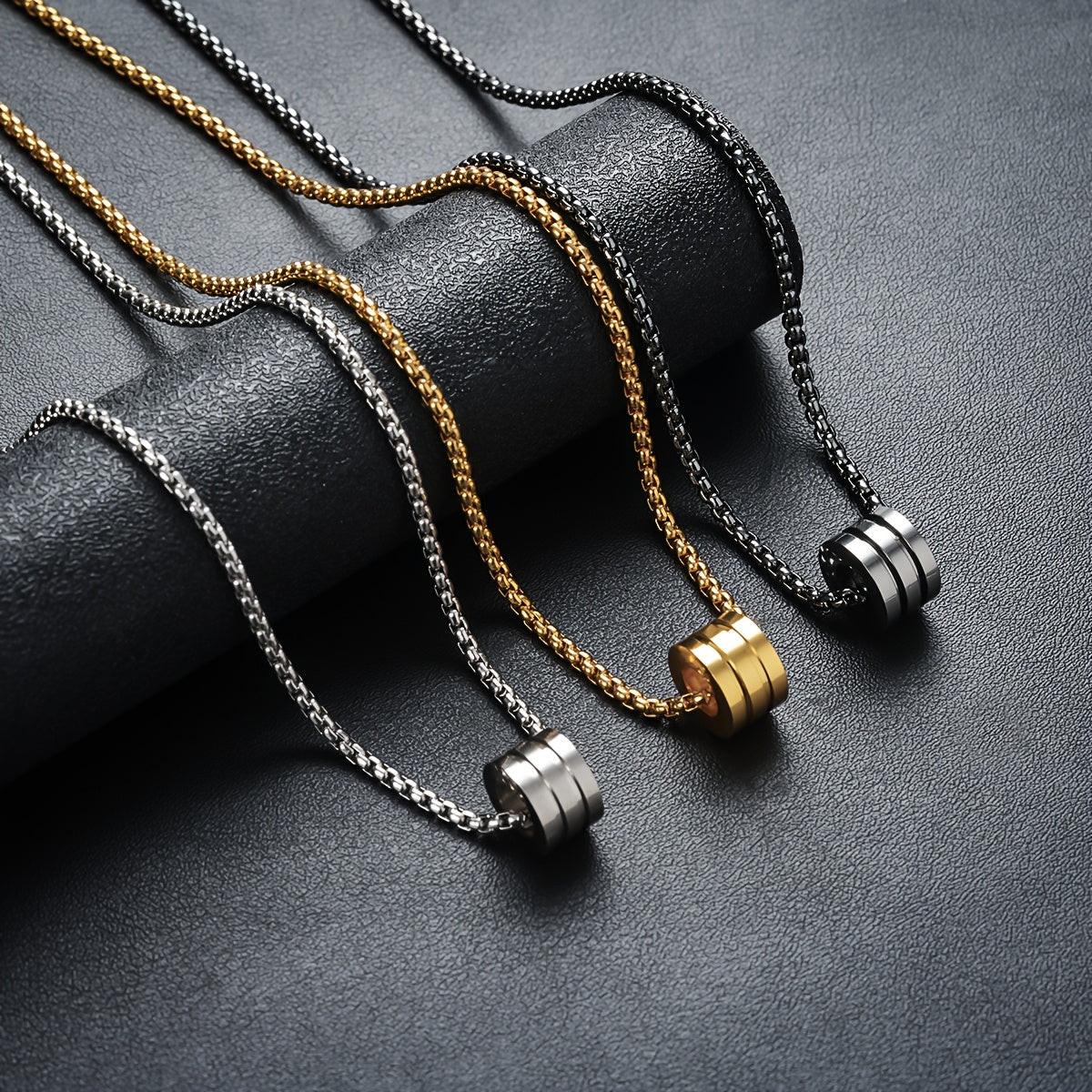 Collier avec pendentif circulaire argent or et noir 