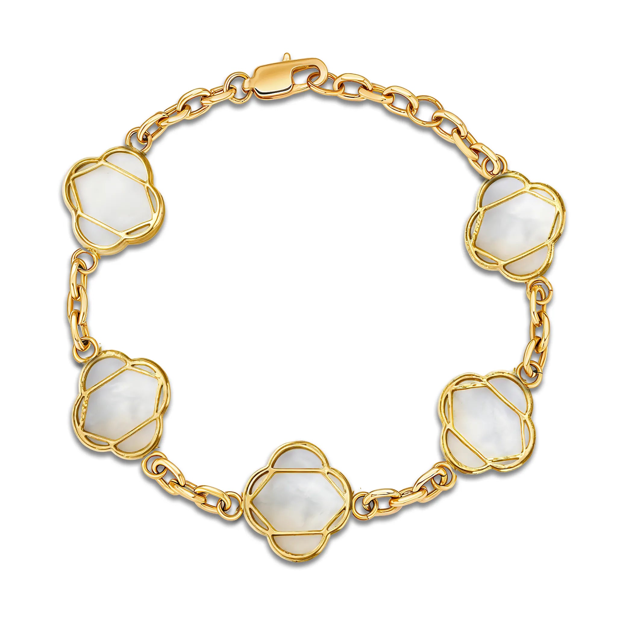 Clover Bracelet Gold White Shell - Mustbi Steel